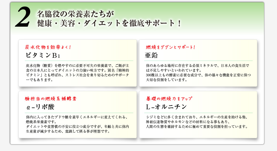 名脇役の栄養素たちが 健康・美容・ダイエットを徹底サポート！ 